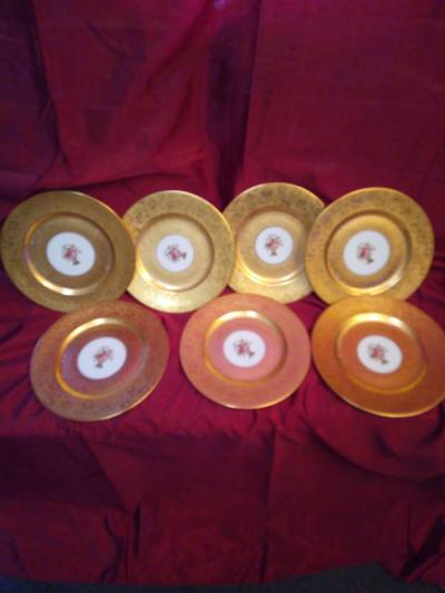 7 GOLD ANTIQUE CHINA PLATES - Thumbnail 2