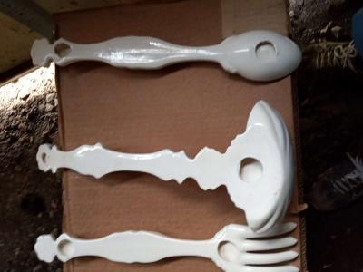 antique pottery fork spoon and soap dish - Thumbnail 3