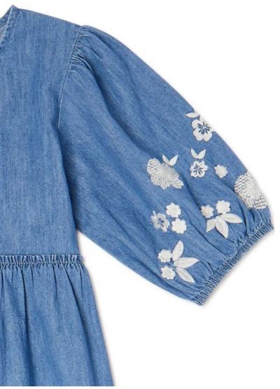 Wonder Nation Girls Balloon Sleeve Dress - Thumbnail 2