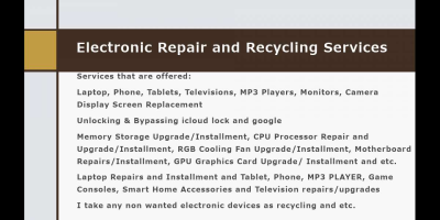 Electronic Repairs and Recycling Services READ DESCRIPTION