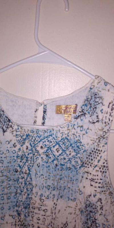 Vera Wang Womens Princess Dress Ruffle Detail Blue Print Siz - Thumbnail 3