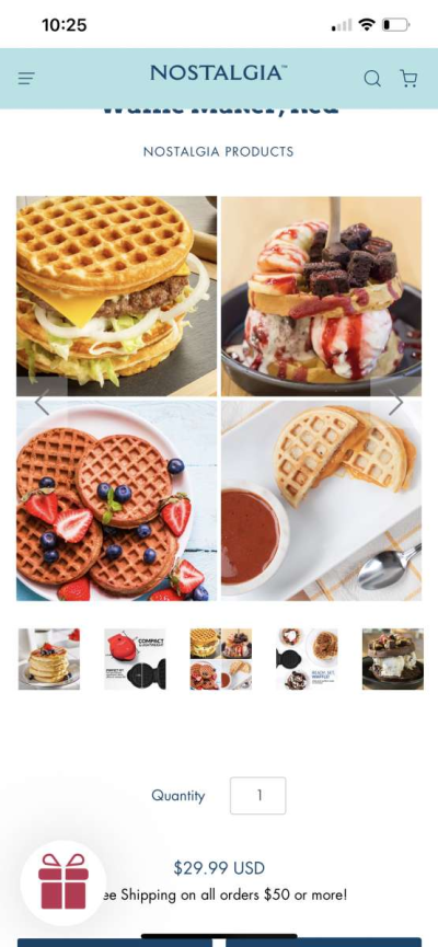 MyMini Personal Electric Waffle Maker Red - Thumbnail 3