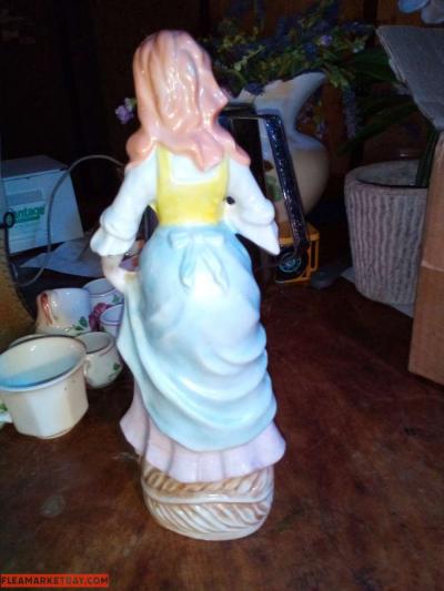 collectible vintage lady holding flower stand - Thumbnail 2