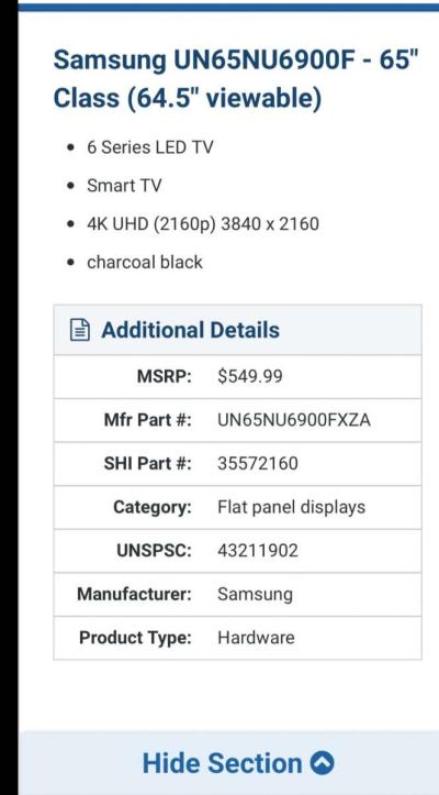 65 Samsung Smart TV 4K UHD - Thumbnail 5