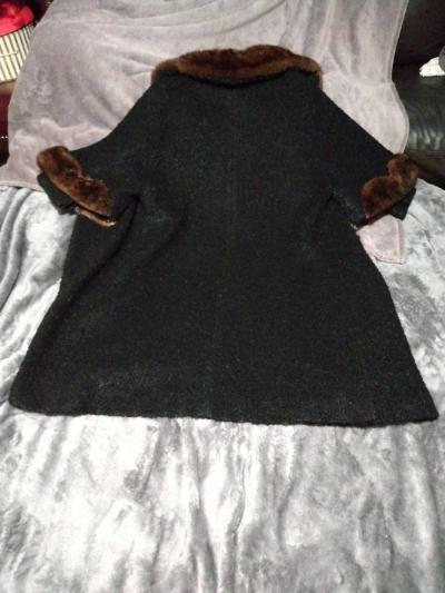 1960s A line Black Persian Lamb with Brown Mink Collarcuffs - Thumbnail 3