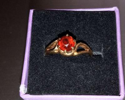 Rare 10K Yellow Gold Almandine Garnet Ring