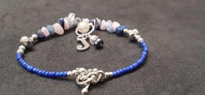Rose Quartz and Sodalite Gemstone Charm Bracelet jewelry - Thumbnail 2