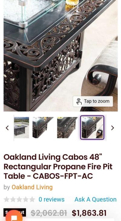 brushed antique copper ornate fire table - Thumbnail 4