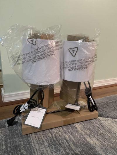 Two Gold Metal Stick Mini Table Lamp  Threshold