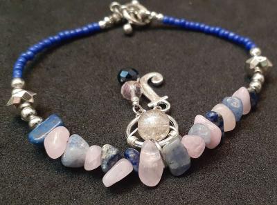 Rose Quartz and Sodalite Gemstone Charm Bracelet jewelry - San Antonio, Texas