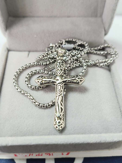 Sterling Silver Cross Necklace - Thumbnail 3