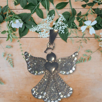 Angel pendant 14k gold over silver cubic zirconia 18inc - Thumbnail 2