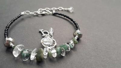 Custom Emerald and Quartz Charm Bracelet Jewelry - Thumbnail 2