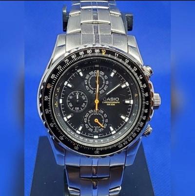 Casio Mens Rotating Slide Rule Bezel Aviator Stainless Steel