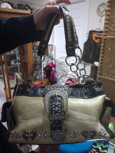 RUSTIC COUTURE PURSE WITH JEWELS