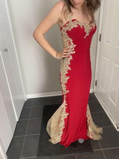 Beautiful Red and Gold Dress - Thumbnail 4