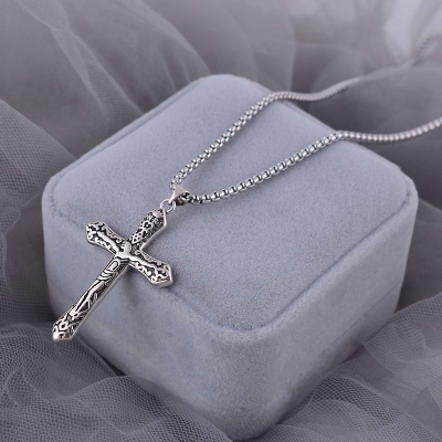 Sterling Silver Cross Necklace - Thumbnail 2