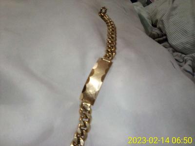 14k yellow gold cuban link Id bracelet - Thumbnail 2