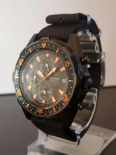 Casio Mens AMW370B1A1 Black Analog MultiFunction Chronograph - Thumbnail 3