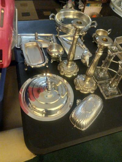 Silver Serving Set With Punch Bowl with alot of pieces - Thumbnail 4