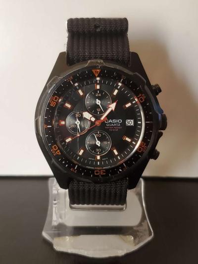 Casio Mens AMW370B1A1 Black Analog MultiFunction Chronograph