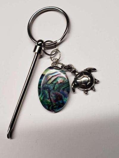 Albalone Shell Sea Turtle Dabtool Keychain - Carmichael, California