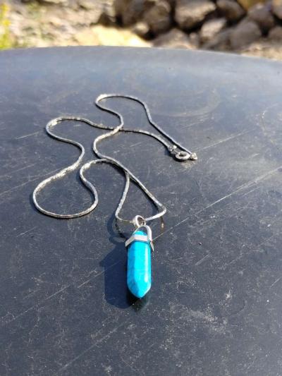 Silver and Turquoise necklace with pendant - Thumbnail 3
