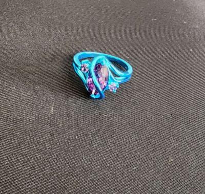 Blue Ring w Purple Stone - Thumbnail 2