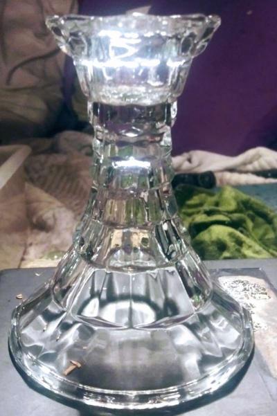 one single cut crystal candle holder - Thumbnail 2