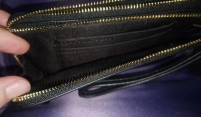 Black Double Zipper and Slots Wristlet - Thumbnail 5