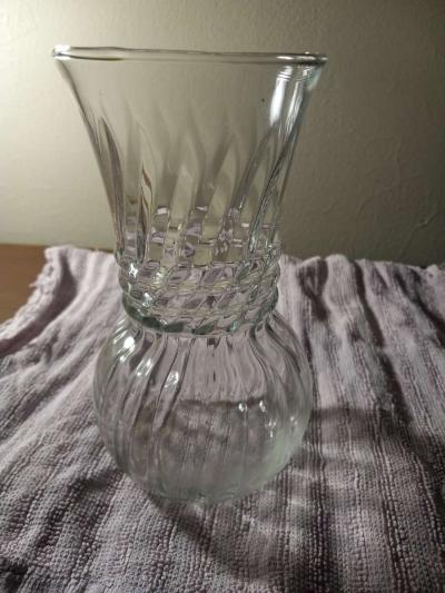 1950s handblown clear glass vase