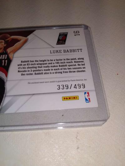 play 2010 Luke Babbitt relic card - Thumbnail 3