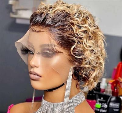 Happycream 8 inch 13X1 Pixie Cut Short Curly Human Hair Wigs