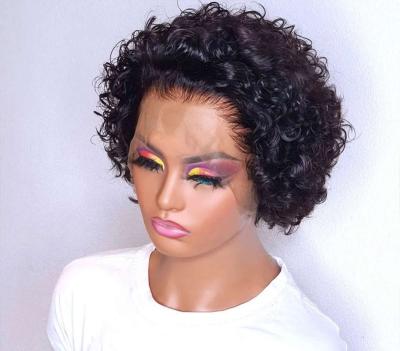 Happycream 8 inch 13X1 Pixie Cut Short Curly Human Hair Wigs - Thumbnail 3