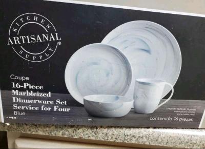 Artisanal Coupe 16 Piece Marbleized Dinnerware - Thumbnail 2