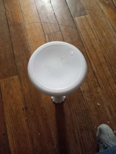 Vintage star and bars milk glass Anchor bud vase - Thumbnail 4