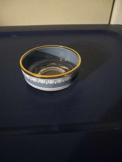 vintage jeanette glass hellnic Corinthians blue bowl