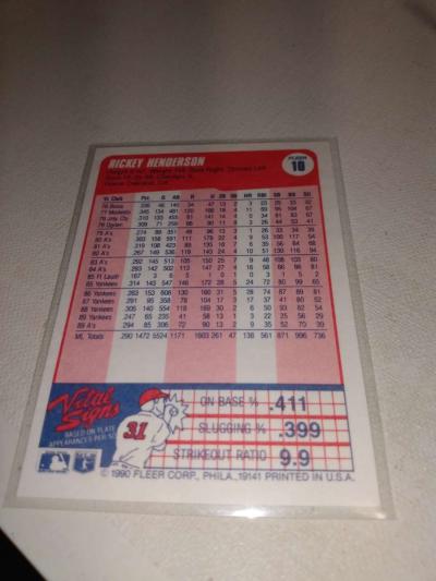 1990 Fleer Ricky the man Henderson - Thumbnail 2