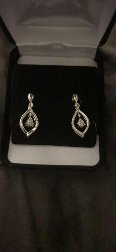 silver sapphire brand new reversible Kay earrings - Thumbnail 2
