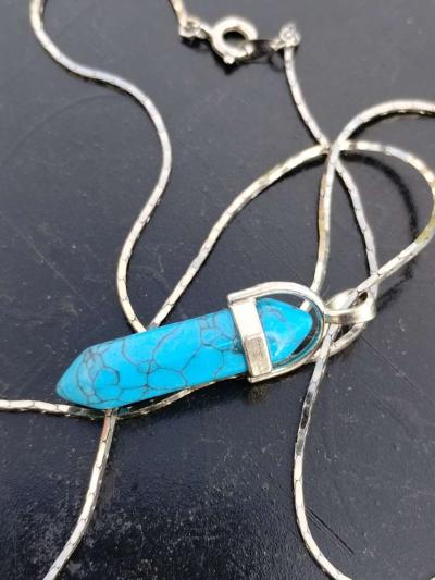 Silver and Turquoise necklace with pendant - Thumbnail 2