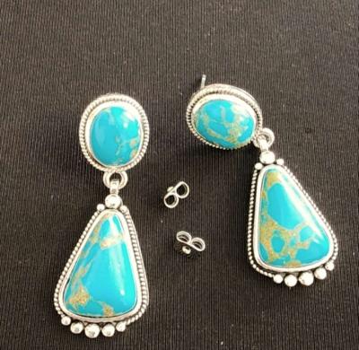 Turquoise and Silver Swirl Earrings