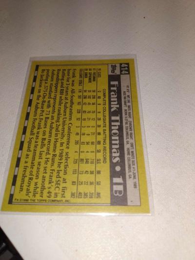 1990 Topps card number 414 Frank Thomas first draft pick - Thumbnail 2