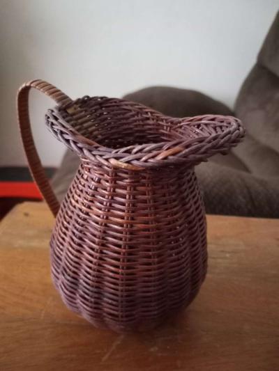vintage minniwicker woven pitcher