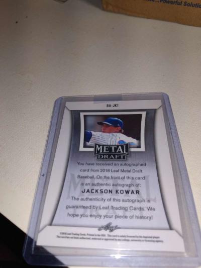 2018 leaf metal draft autograph Jackson kowar - Thumbnail 2