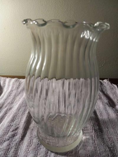 Hand blown ribbed glass vase