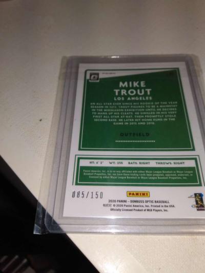 2020 Panini Mike trout red white and blue parallel - Thumbnail 3