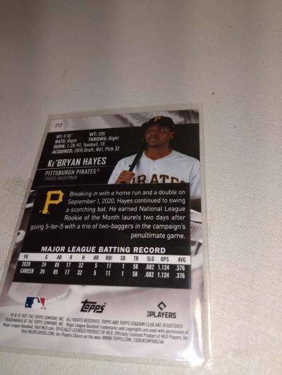 2021 stadium club key Brian Hayes rookie card - Thumbnail 2