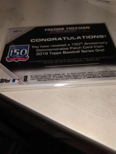 2019 Topps commemorative patch 150 years baseball Freddie Fr - Thumbnail 2