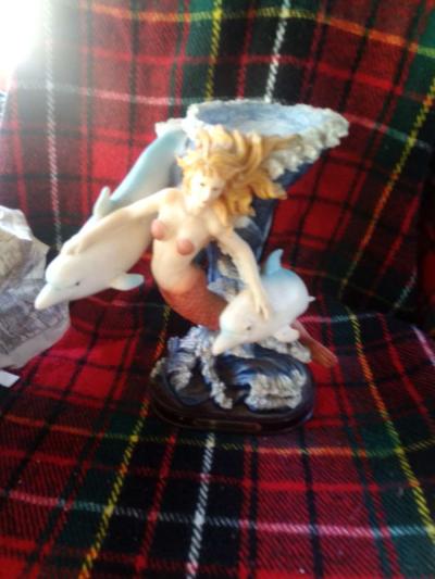 Tall Standing up Mermaid and Dolphin - Thumbnail 3