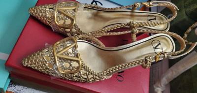 gold rafia VLTN shoes - Thumbnail 2